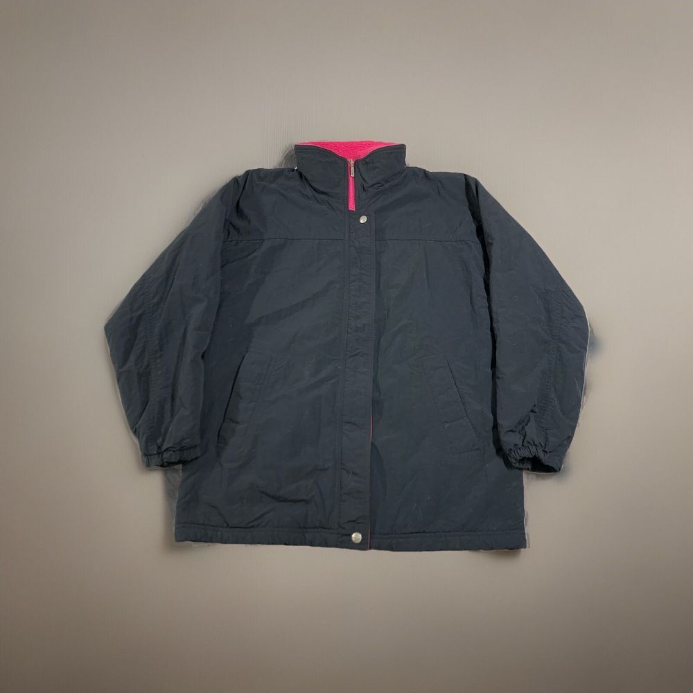 Vintage LL Bean Nylon Thinsulated Jacket‎ Womens M Black/Rasberry Full 2 Way Zip